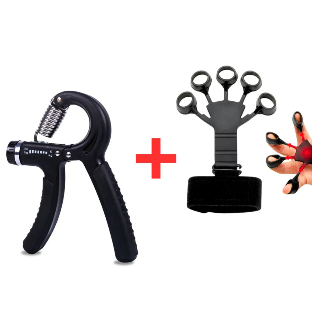 Kit Hand Grip de Dedo + Flexor de Punho Ajustável - Elite Fit Oficial