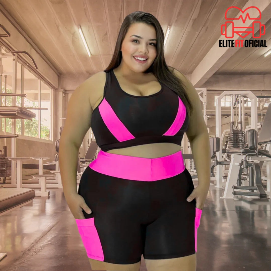 Conjunto Fitness Premium Top e Short Plus Size - Elite Fit Oficial