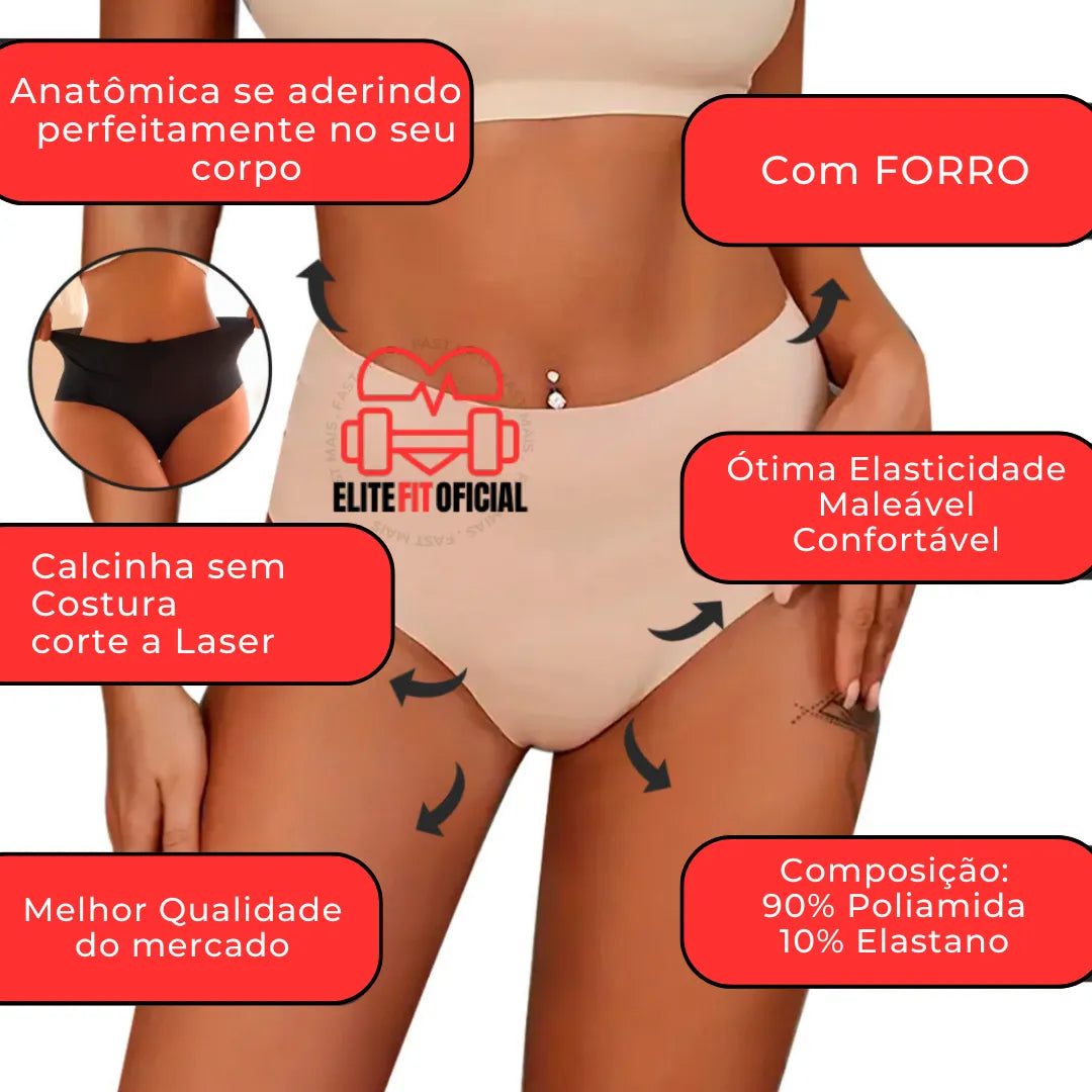 Kit 3 Calcinhas de Algodão Premium Sem Costura Com Forro - Elite Fit Oficial