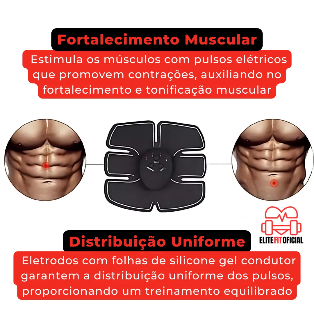 Compre 1 Leve 2 Estimulador Abdominal Queima Gordura com Tecnologia EMS - Elite Fit Oficial