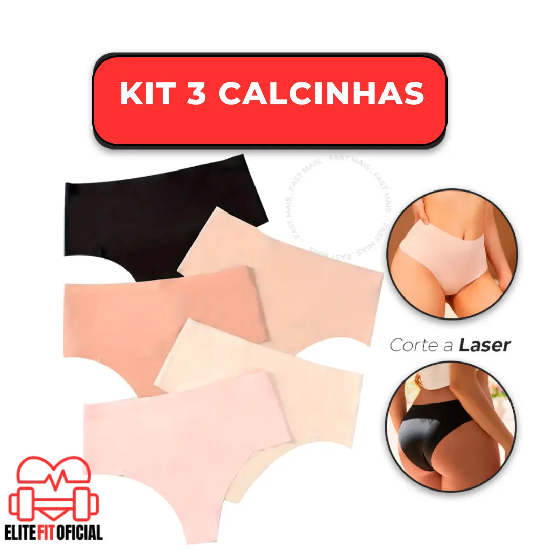 Kit 3 Calcinhas de Algodão Premium Sem Costura Com Forro - Elite Fit Oficial