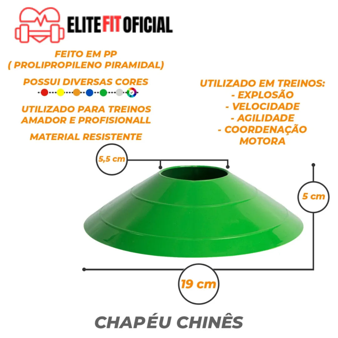 Kit de Treinamento de Agilidade com Cones, Chapéus Chineses e Escada - Elite Fit Oficial