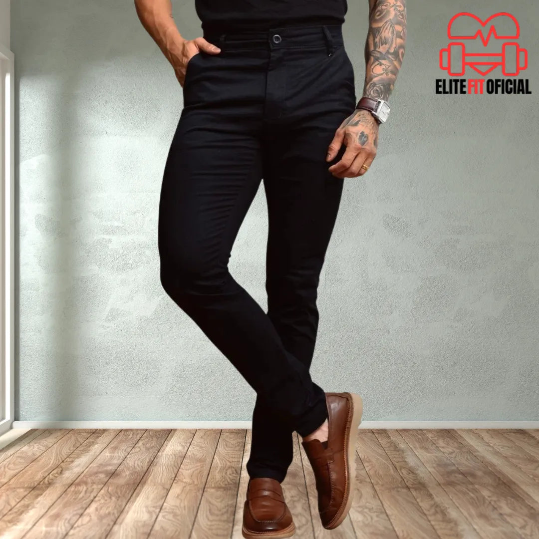 Calça Alfaiataria Premium Sarja Slim com Elastano - Elite Fit Oficial