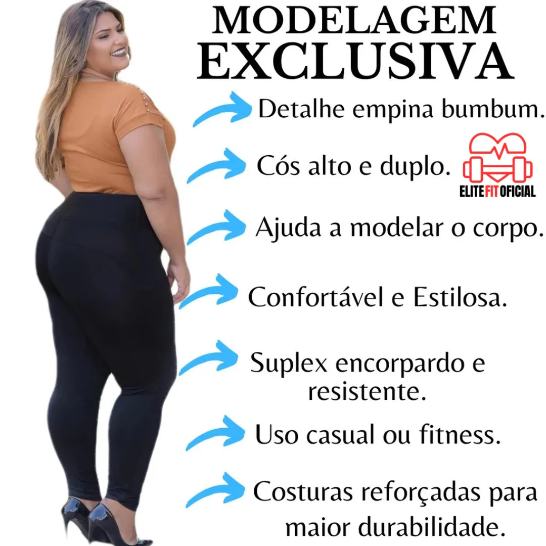 Calça Legging Premium Plus Size Levanta Bumbum Cintura Alta - Elite Fit Oficial