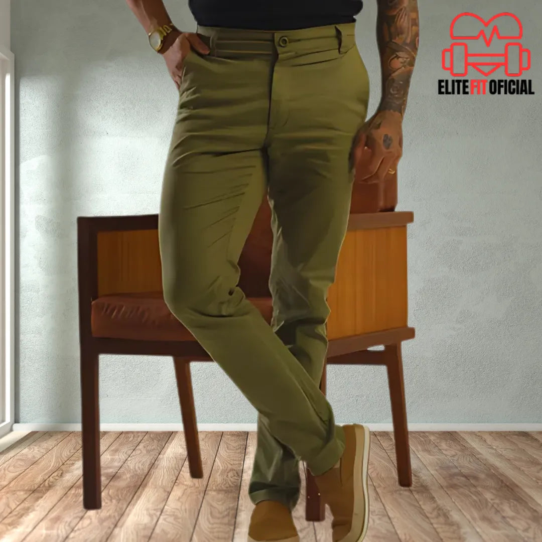 Calça Alfaiataria Premium Sarja Slim com Elastano - Elite Fit Oficial