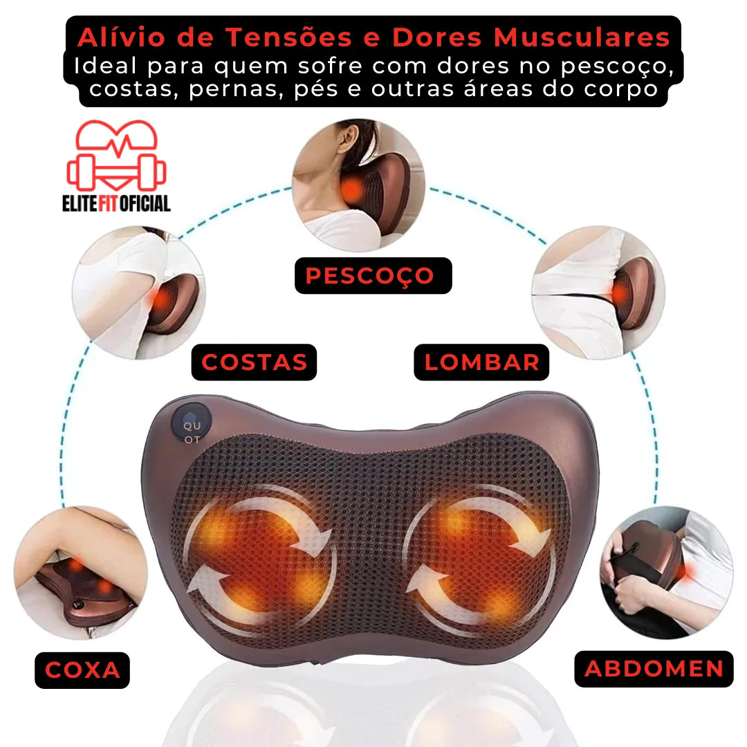 Almofada Massageadora Shiatsu: Alívio para Nuca e Lombar em Casa ou no Carro - Elite Fit Oficial