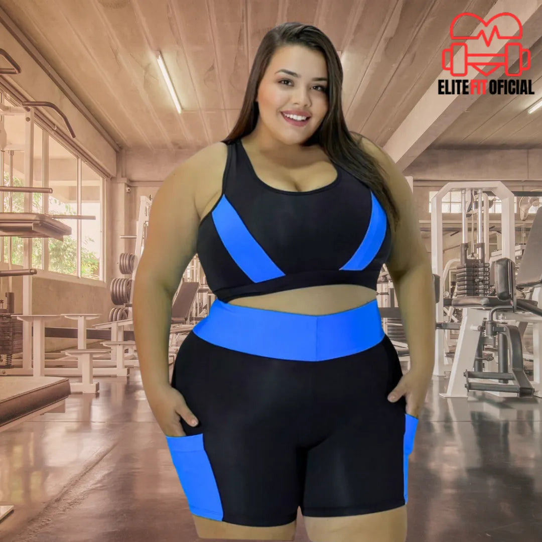 Conjunto Fitness Premium Top e Short Plus Size - Elite Fit Oficial