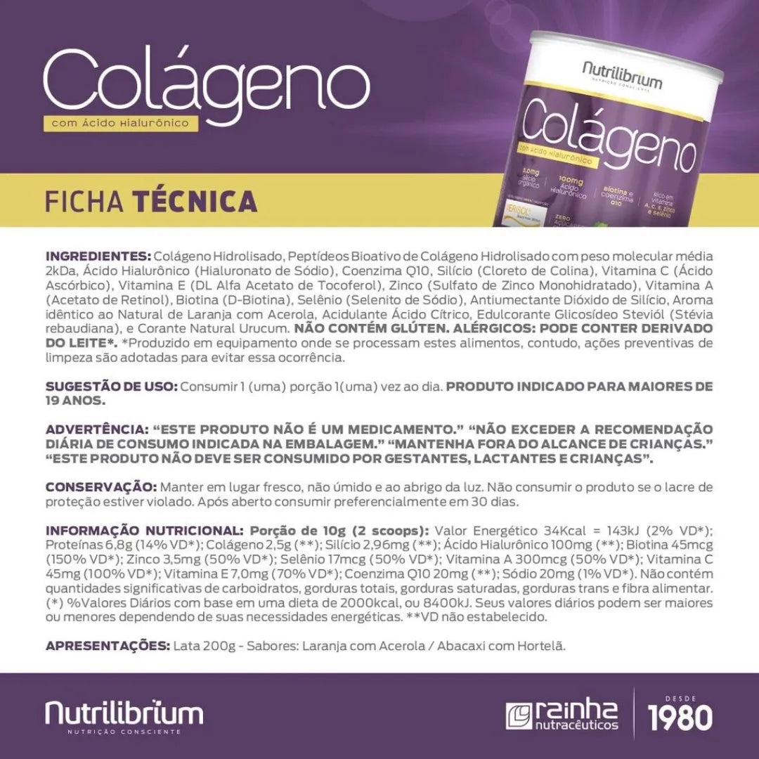 Colágeno Verisol com Ácido Hialurônico 200g - Elite Fit Oficial