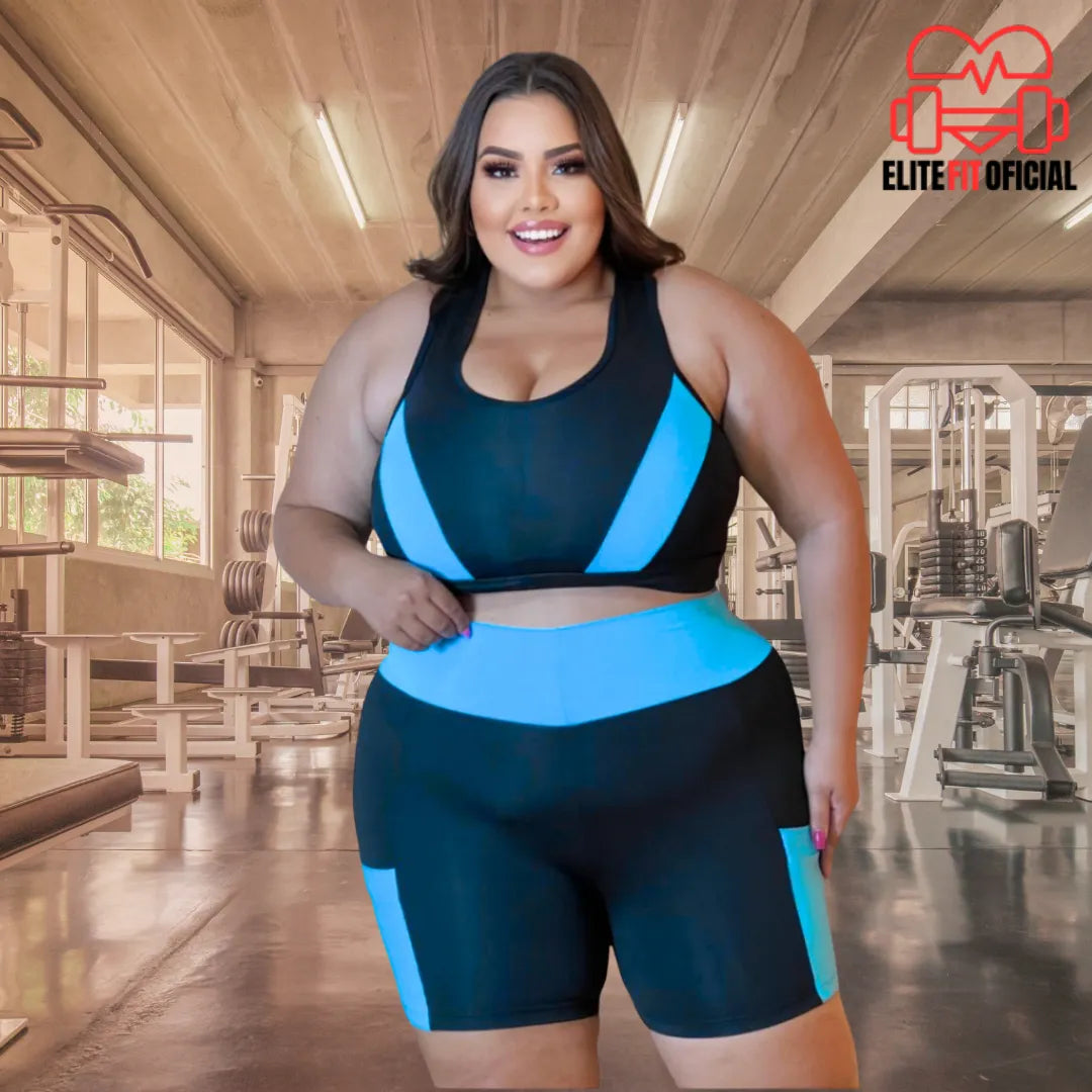 Conjunto Fitness Premium Top e Short Plus Size - Elite Fit Oficial