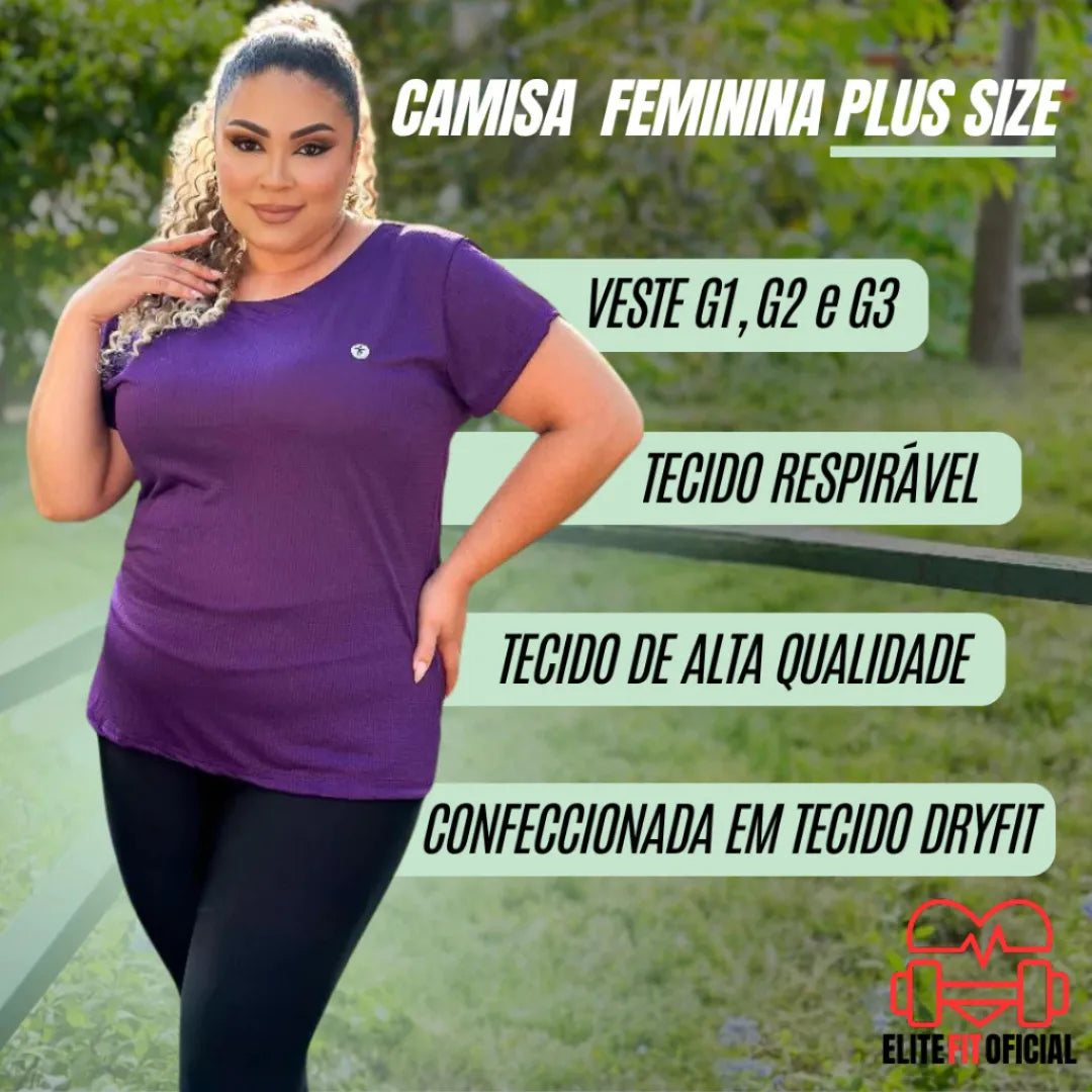 Camiseta Respirável Feminina Plus Size Dri Fit - Elite Fit Oficial