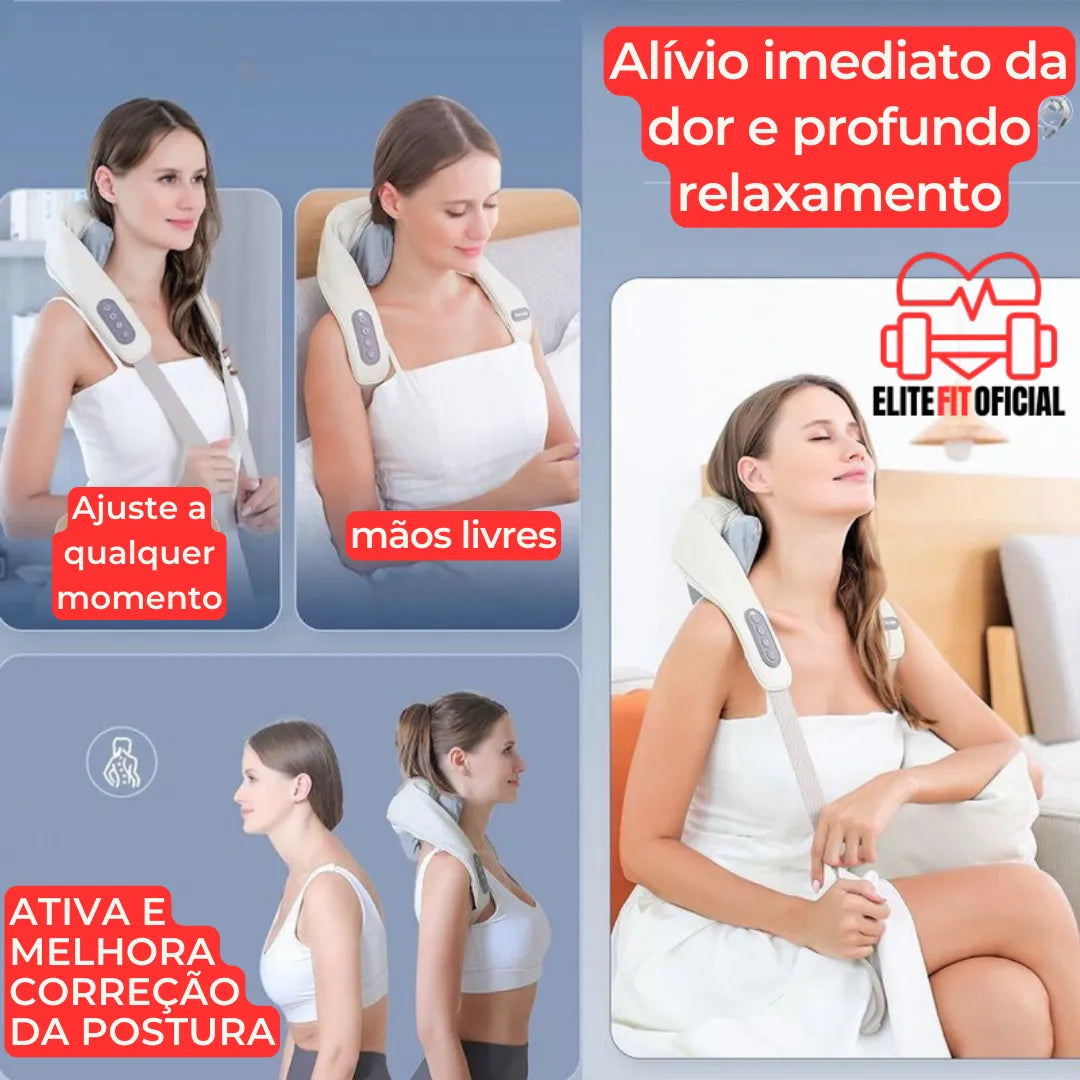 Massageador de Pescoço Inteligente Elite Fit Oficial - Alivia Tensão do Pescoço e Trapézio