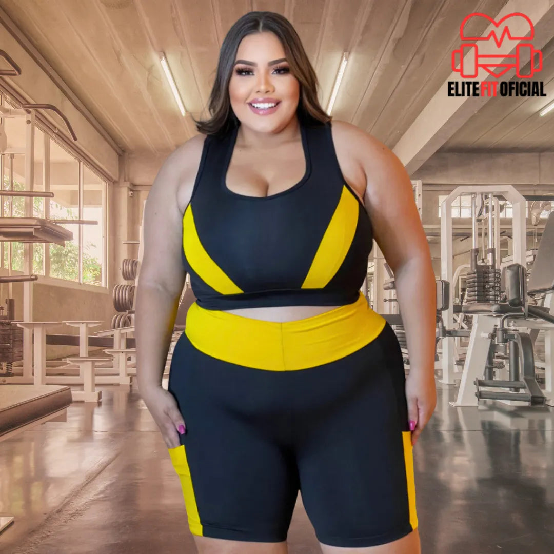 Conjunto Fitness Premium Top e Short Plus Size - Elite Fit Oficial