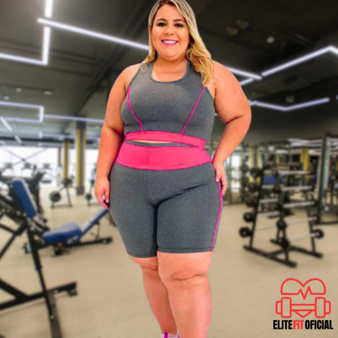 Conjunto Feminino Fitness Bermuda e Top Plus Size - Elite Fit Oficial